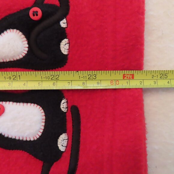 Vintage Christmas Red Fleece Sweater Cardigan Baxter Wells Cat Mistletoe XL - Picture 11 of 12